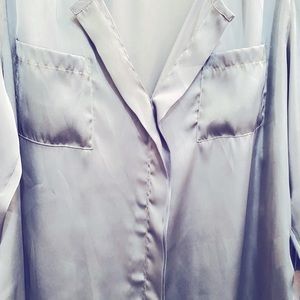 Blue Silk Button Down